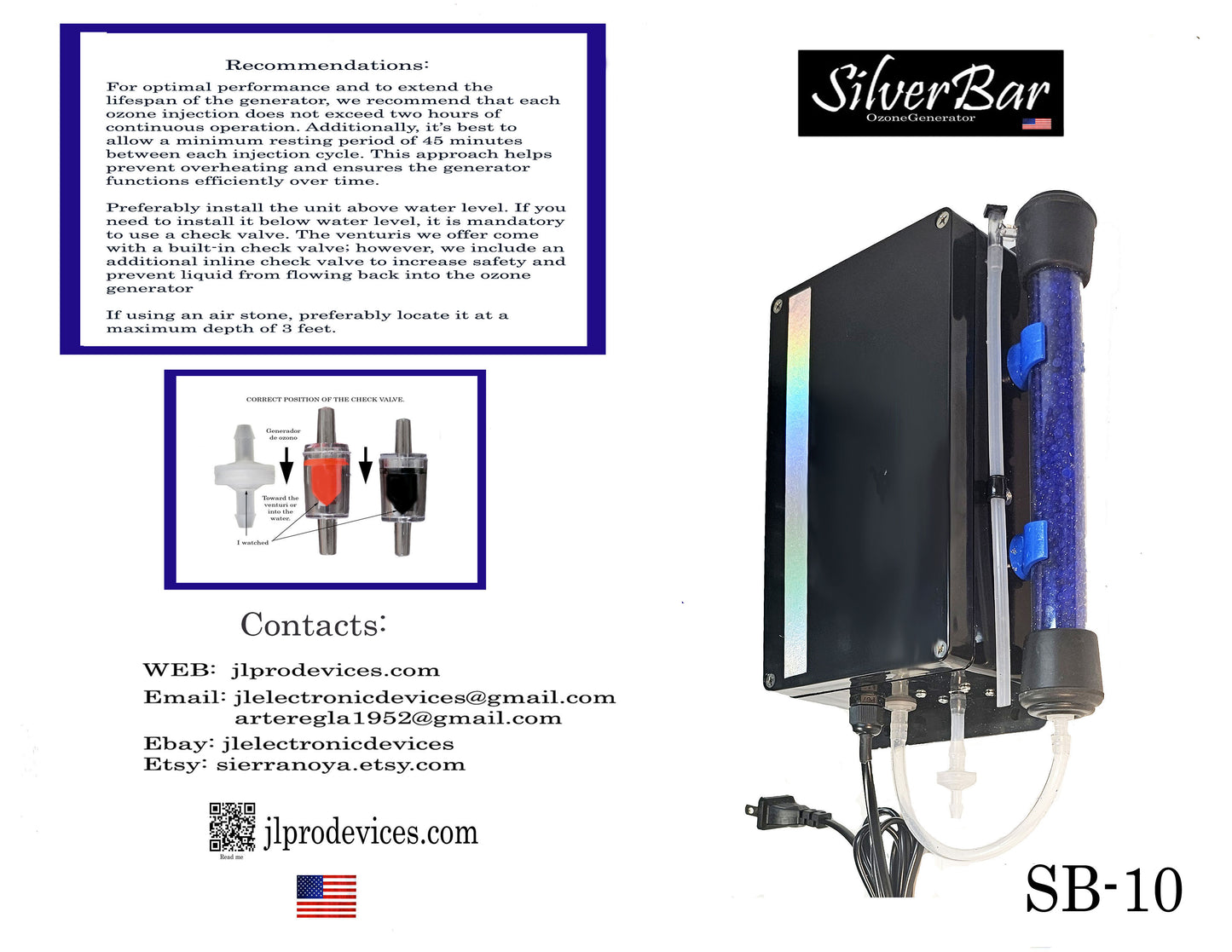 Ozone Generator SBW-10 – 2500 mg/h Dry Air, Waterproof for Water Purification