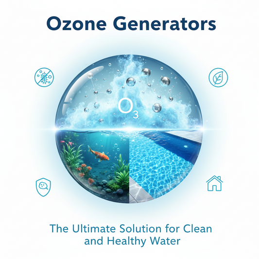 Ozone generator purifying water in a pool, spa, fish pond and aquarium — chemical-free water treatment
