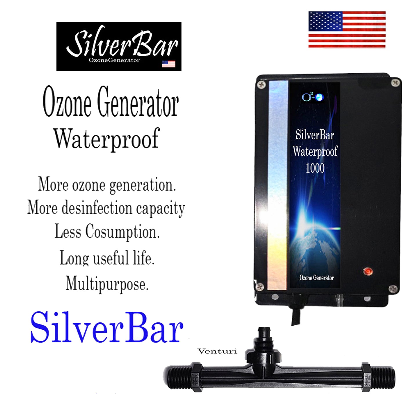 Waterproof, Ozone Generator for High Water Purification. Commercial Ozone Generator Machine Industrial Pro Water Purifier Ionizer Ozonator.