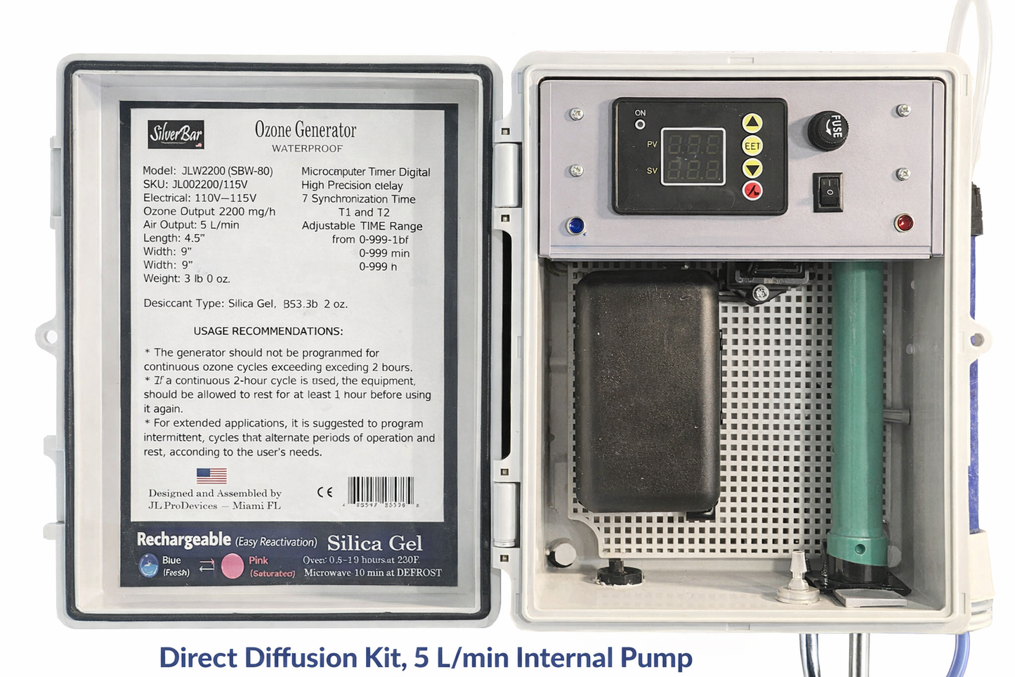 With internal 5 L/min pump. 2200mg/h