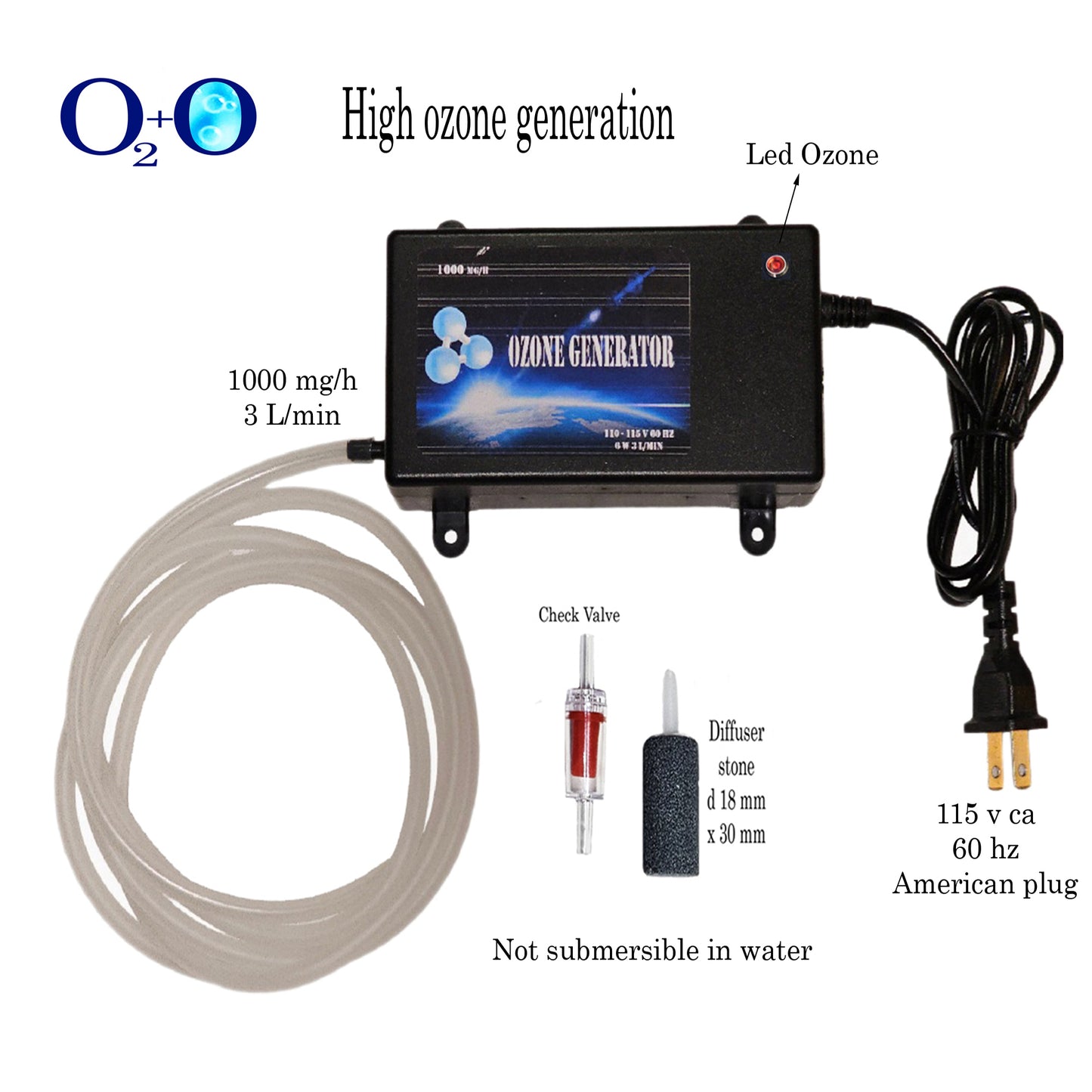 OZONE MACHINE Water Ozone Generator for High Air and Water Purification 1000mg/h