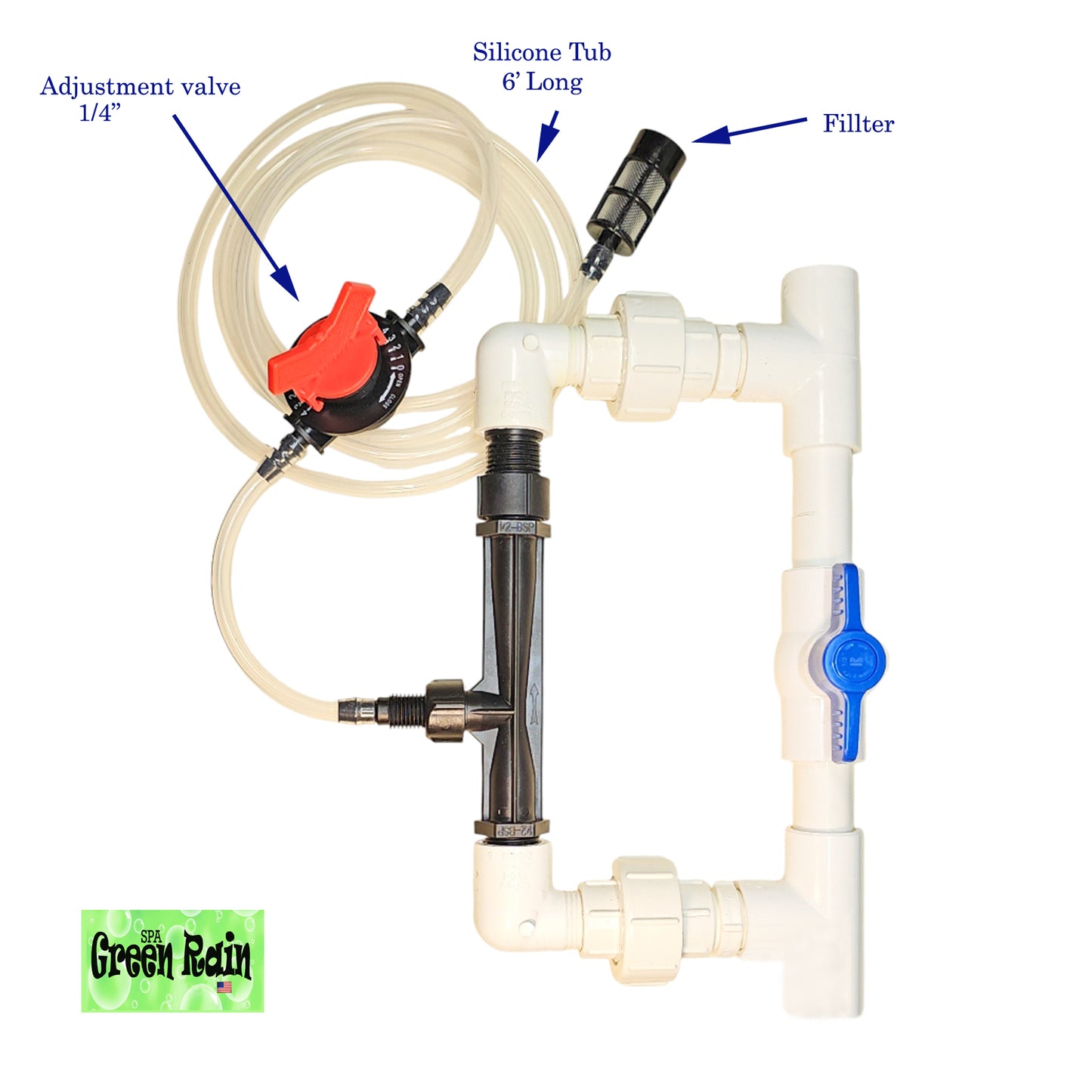 Venturi with Bypass and 1/2" Flow Regulation Valve for Irrigation Systems and Gardens.