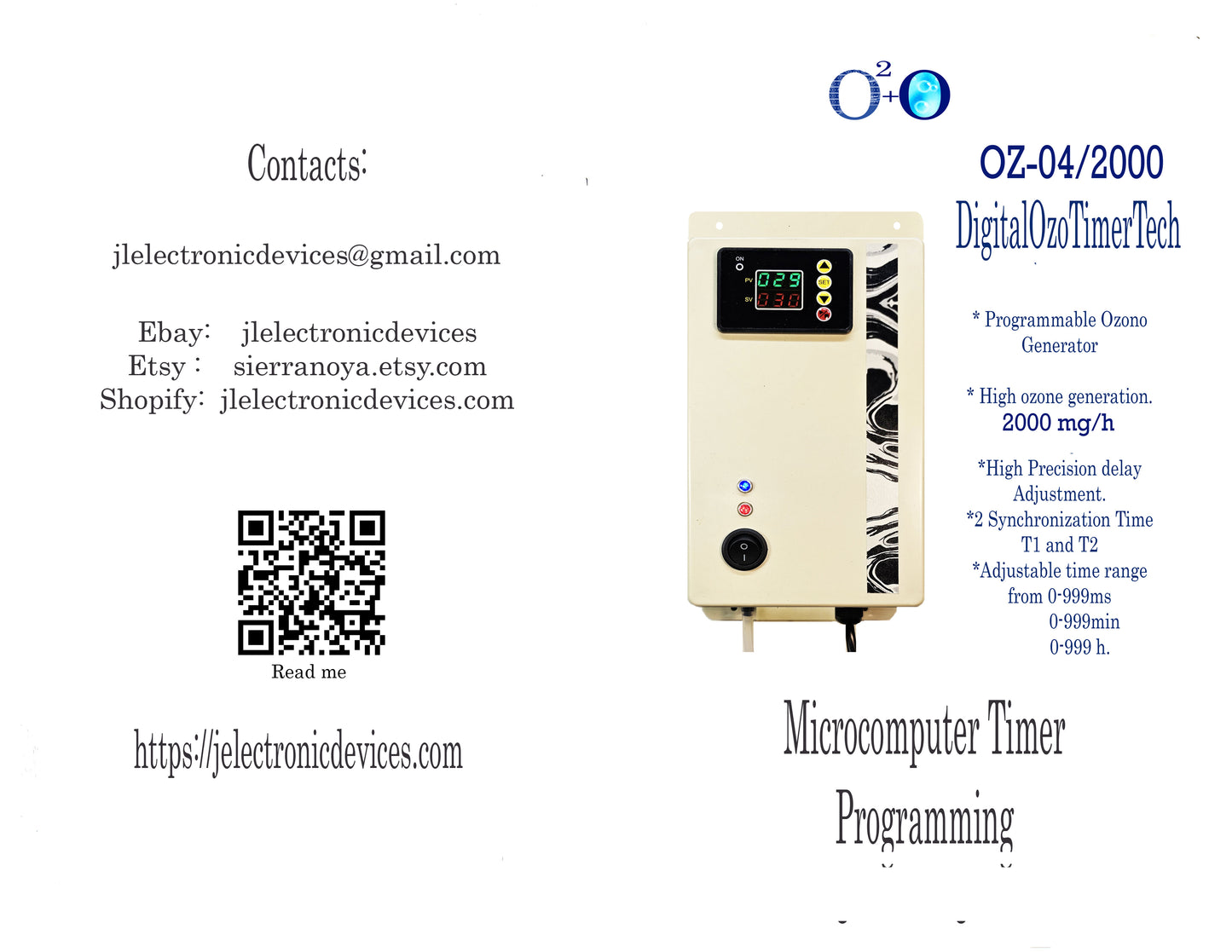 OZONE MACHINE Water Ozone Generator for High Air and Water Purification 2000mg/h