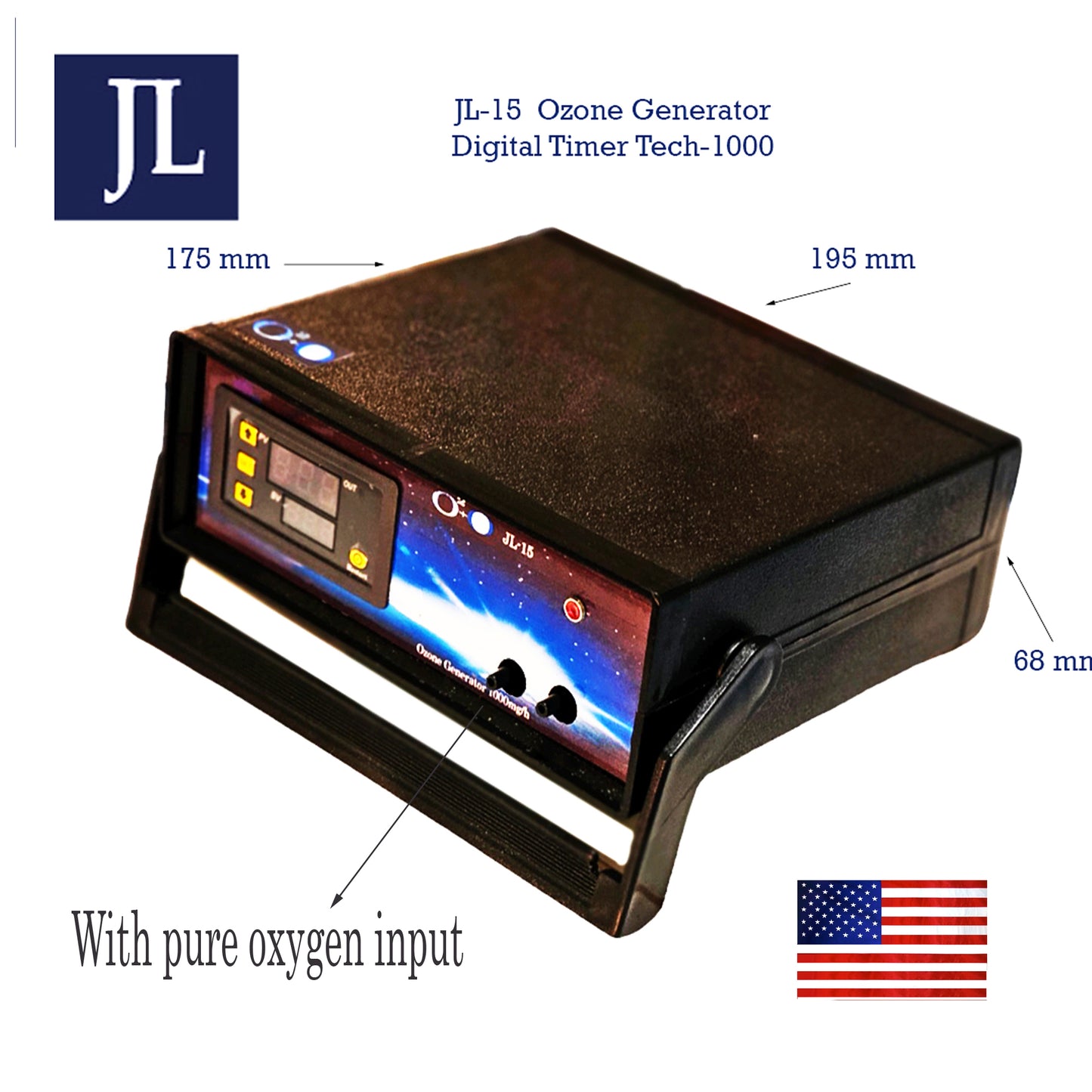 JL-15 Commercial Ozone Generator Machine Industrial Pro Air, Water and Oil Purifier Ionizer Ozonator 1000 mg/h Timer Digital Programmable.