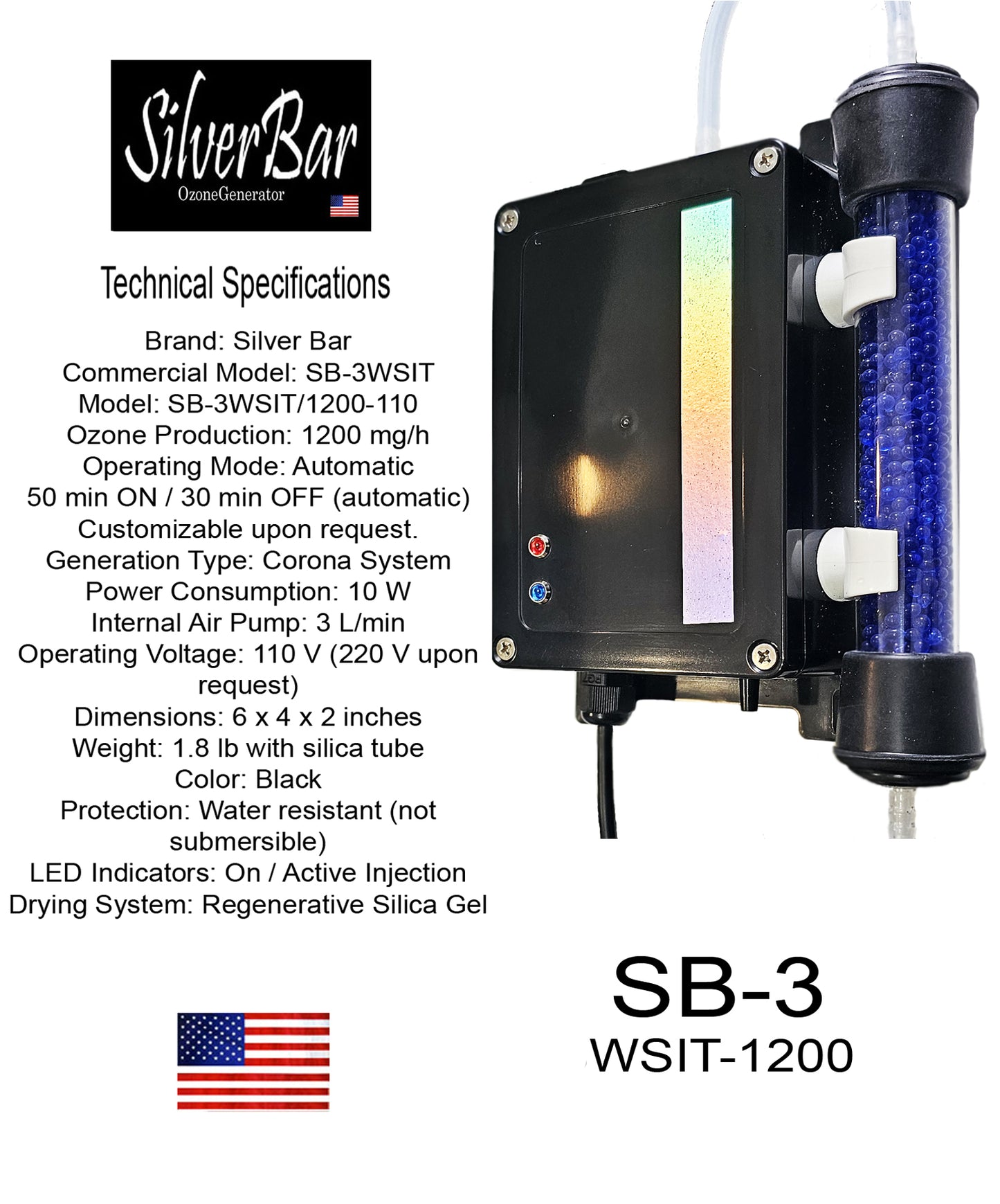 OZONE MACHINE Water, For Outdoor Use, Continuous use 24/7, Waterproof. SB-3WSIT