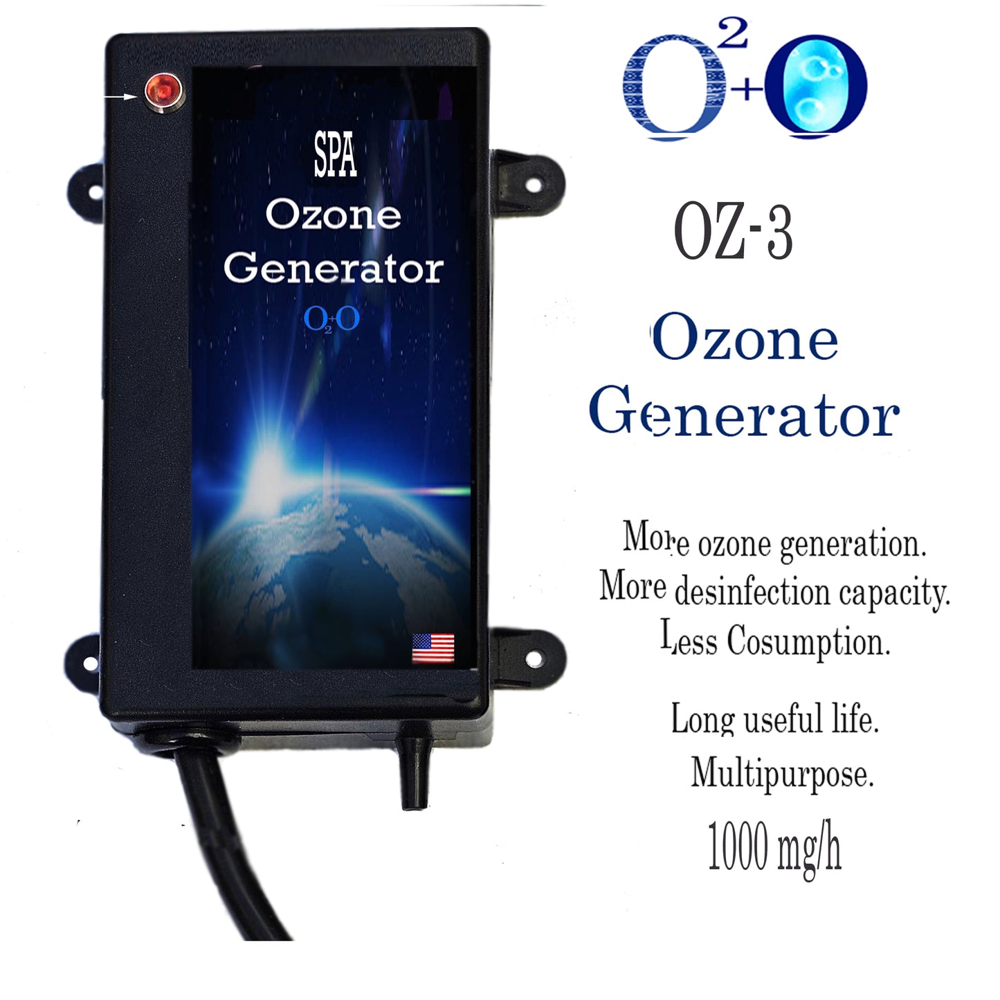 SPA OZONE GENERATOR for Air, Water and Oil Ozonation Purification. |SPA-1000| Commercial Machine Industrial Pro Air Water Purifier Ozonator, OZ-23