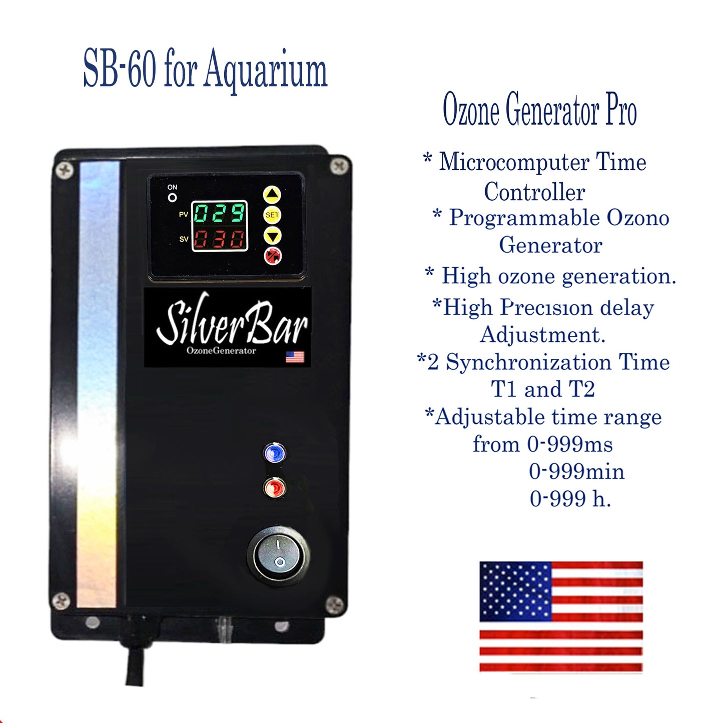 Aquarium Ozone Generator, Fish Ponds,1000 mg/h, Ideal for Fish Tank, Algae Control and Improving Water Quality